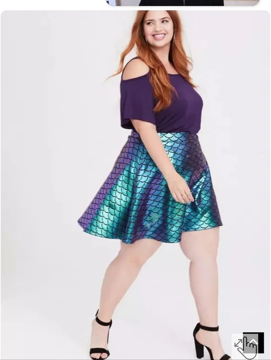 Torrid Her Universe Disney The Little Mermaid Ariel Scale Skater Skirt - Picture 2 of 5